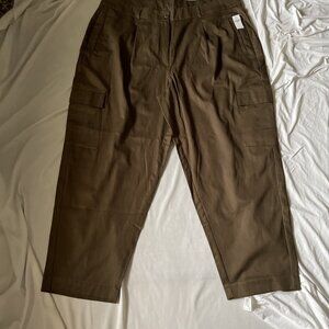 Old Navy Extra High-Rise Taylor Straight Trousers XXL Cotton Blend Green Cargo P